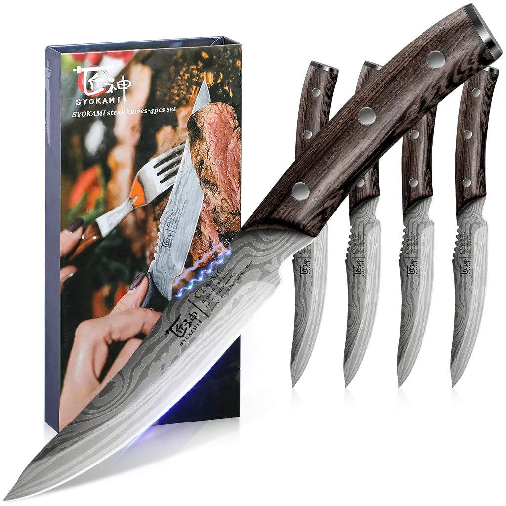 Straight-Edged Steak Knives | Non-Serrated Steak Knives | Best Steak Knives | Stainless Steel Steak Knives, 10 Pieces | Seido Knives