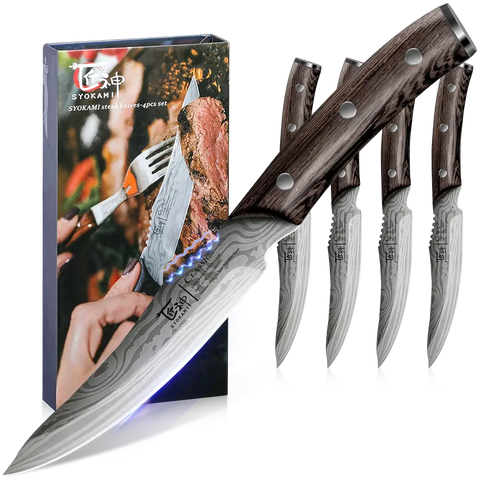 Steak Knives, 6 Pieces Steak Knife Set With Sharp Serrated Blade 